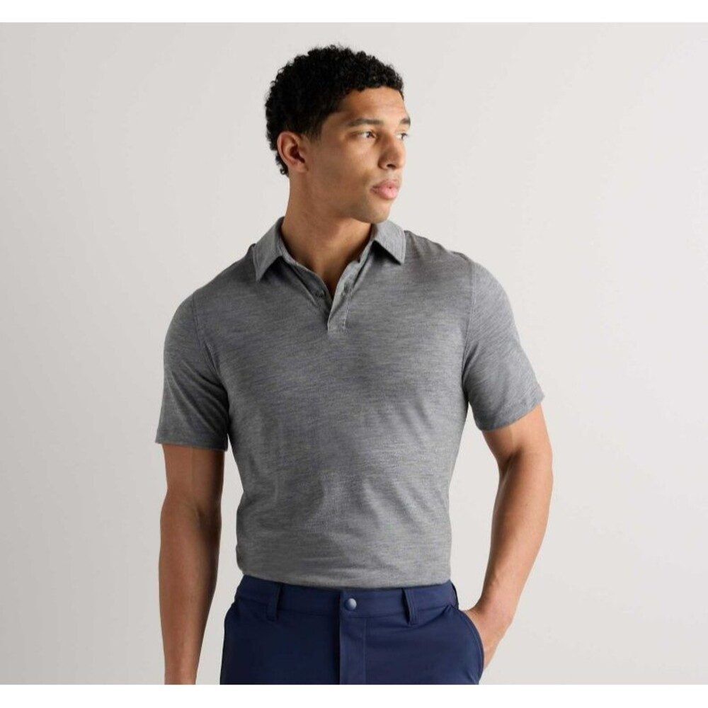 Quince Men Extra-Fine Australian Merino Polo Shirt sz L Grey Heather Performance